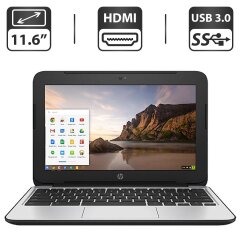 Нетбук HP ChromeBook 11 G5 EE / 11.6" (1366x768) SVA / Intel Celeron N3060 (2 ядра по 1.6 - 2.48 GHz) / 4 GB DDR3 / 16 GB eMMC / Intel HD Graphics / WebCam / HDMI / Chrome OS