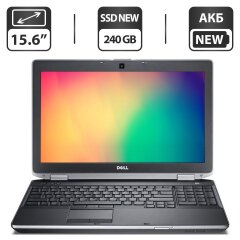 Ноутбук Dell Latitude E6530 / 15.6" (1600x900) TN / Intel Core i5-3380M (2 (4) ядра по 2.9 - 3.6 GHz) / 8 GB DDR3 / 240 GB SSD NEW / Intel HD Graphic 4000 / WebCam / DVD-ROM / HDMI / АКБ NEW + Windows 10 Home