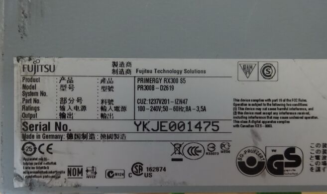 Fujitsu PRIMERGY RX300 S5 / 2 процессора Intel Xeon x5550 / 4GB DDR3 / 734 GB 5x SAS 10000rpm / 1500 W