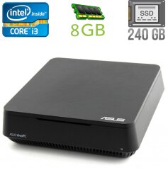 Неттоп Asus VivoPC VC60 USFF / Intel Core i3-3110M (2 (4) ядра по 2.4 GHz) / 8 GB DDR3 / 240 GB SSD / Intel HD Graphics 4000 / HDMI / miniDP + Блок питания