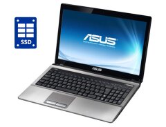 Ноутбук Asus K53E / 15.6" (1366x768) TN / Intel Core i3-2330M (2 (4) ядра по 2.2 GHz) / 4 GB DDR3 / 320 GB HDD / Intel HD Graphics 3000 / WebCam / DVD-ROM / Win 10 Home