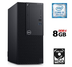 Компьютер Dell OptiPlex 3060 Tower / Intel Core i3-8100 (4 ядра по 3.6 GHz) / 8 GB DDR4 / 500 GB HDD / Intel UHD Graphics 630 / 260W / DVD-ROM / USB 3.1 / HDMI / DisplayPort