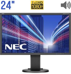 Монітор Б-клас NEC MultiSync E243WMi / 24" (1920x1080) IPS / DisplayPort, DVI, VGA, Audio / Вбудовані колонки (2x 1W) / VESA 100x100