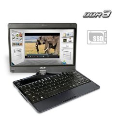 Ноутбук-трансформер Б-клас Acer Aspire 1820PT / 11.6" (1366x768) TN / Intel Core 2 Duo SU7300 (2 ядра по 1.3 GHz) / 4 GB DDR3 / 120 GB SSD / Intel GMA 4500MHD Graphics / WebCam