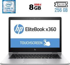 Ноутбук-трансформер Б-класс HP EliteBook x360 1030 G2 / 13.3" (1920x1080) IPS Touch / Intel Core i5-7200U (2 (4) ядра по 2.5 - 3.1 GHz) / 8 GB DDR4 / 256 GB SSD M.2 / Intel HD Graphics 620 / WebCam / Fingerprint / USB 3.1 / HDMI