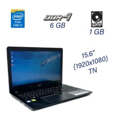 Игровой ноутбук Acer F5-574G / 15.6" (1920x1080) TN / Intel Core i5-7200U (2 (4) ядра по 2.5 - 3.1 GHz) / 6 GB DDR4 / 1 GB HDD / nVidia GeForce 940MX, 2 GB DDR3, 64-bit / WebCam