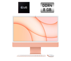 Моноблок Apple iMac M1 2021 / 24" (4480x2520) IPS / Apple M1 (8 ядер по 3.2 GHz) / 8 GB DDR4 / 256 GB SSD / Apple M1 Graphics / WebCam / Orange / Полный комплект