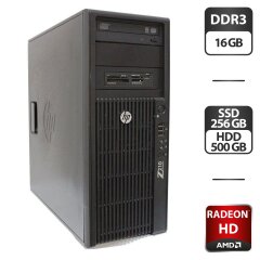 Рабочая станция HP Z210 Workstation Tower / Intel Core i7-2600 (4 (8) ядра по 3.4 - 3.8 GHz) / 16 GB DDR3 / 256 GB SSD + 500 GB HDD / AMD Radeon HD 7570, 2 GB GDDR3, 128-bit / DVD-ROM / DVI