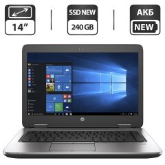 Ноутбук HP ProBook 645 G2 / 14" (1366x768) TN / AMD A10-8700B (4 ядра по 1.8 - 3.2 GHz) / 16 GB DDR3 / 240 GB SSD NEW / AMD Radeon R6 Graphics / WebCam / АКБ NEW / Windows 10 Pro