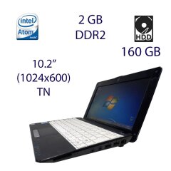 Ноутбук Asus 1005P / 10.2" (1024x600) TN / Intel Atom N450 (1 (2) ядро 1.8 GHz) / 2 GB DDR2 / 160 GB HDD / WebCam / Windows 7 / АКБ держит 4 часа