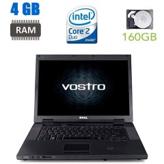 Ноутбук Dell Vostro 1520 / 15.4" (1440х900) TN / Intel Core 2 Duo T6670 (2 ядра по 2.2 GHz) / 4 GB DDR2 / 160 GB HDD / DVD-RW / WiFi / Windows 10 / Без АКБ