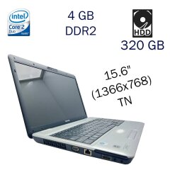 Ноутбук Toshiba L505 / 15.6" (1366x768) TN / Intel Core 2 Duo T6400 (2 ядра по 2.0 GHz) / 4 GB DDR2 / 250 GB HDD / Intel HD Graphics / WebCam / АКБ не тримає