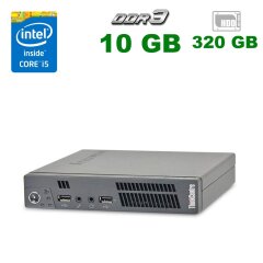 Неттоп Lenovo ThinkCentre M72e Tiny / Intel Core i5-3470T (2 (4) ядра по 2.9 - 3.6 GHz) / 10 GB DDR3 / 320 GB HDD / Wi-Fi / Intel HD Graphics 2500