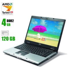 Ноутбук Acer Aspire 5100 / 15.6" (1366x768) TN LED / AMD Turion 64 X2 (2 ядра по 1.8 GHz) / 4 GB DDR2 / 120 GB SSD / ATI Radeon Xpress 200M / DVD / ОС Windows 7