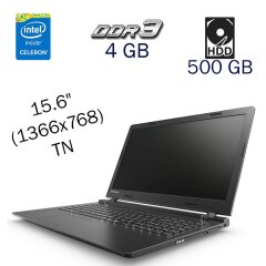 Ноутбук Lenovo B50-10 / 15.6" (1366x768) TN / Intel Celeron N2840 (2 ядра по 2.16 - 2.58 GHz) / 4 GB DDR3 / 500 GB HDD / Intel Atom Processor Z3700 / WebCam / DVD-ROM