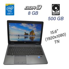 Мобільна робоча станція HP ZBook 15 G2 / 15.6" (1920х1080) TN / Intel Core i7-4710MQ (4 (8) ядра по 2.5 - 3.5 GHz) / 8 GB DDR3 / 500 GB HDD / nVidia Quadro K610M, 1 GB GDDR5, 64-bit / WebCam 720p / DVD-ROM / Fingerprint / DP