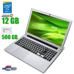 Ноутбук Acer Aspire V5-572 / 15.6" (1920x1080) Touch TN LED / Intel Core i5-3337U (2 (4) ядра по 1,8 - 2,7 GHz) / 12 GB DDR3 / 500 GB SSD / Intel HD Graphics 4000 / USB 3.0 / WebCam 