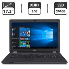 Ноутбук Б-класс Acer Aspire ES1-711 / 17.3" (1600x900) TN / Intel Pentium N3540 (4 ядра по 2.16 - 2.66 GHz) / 8 GB DDR3 / 240 GB SSD / Intel HD Graphics / WebCam / DVD-ROM + Беспроводная мышка