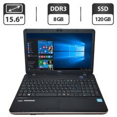 Ноутбук Б-класс Fujitsu LifeBook A512 / 15.6" (1366x768) TN / Intel Core i3-3110M (2 (4) ядра по 2.4 GHz) / 8 GB DDR3 / 120 GB SSD / Intel HD Graphics 4000 / WebCam / DVD-ROM / VGA