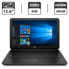 Ноутбук Б-клас HP 15 / 15.6" (1366x768) TN / Intel Core i5-5200U (2 (4) ядра по 2.2 - 2.7 GHz) / 8 GB DDR3 / 240 GB SSD NEW / nVidia GeForce 820M, 1 GB GDDR3, 64-bit / WebCam / HDMI