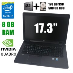 HP ZBook 17 / 17.3" / 1920х1080 TN+Film LED / Intel Core i7-4600M (2(4)ядра по 2.90-3.60GHz)/ 8GB DDR3/ new! 120GB SSD+500GB HDD/ Nvidia Quadro K3100M 4GB GDDR5 256bit/ VGA, DP, USB 3.0, WebCam