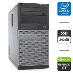 Компьютер Dell OptiPlex 790 Tower / Intel Core i7-2600 (4 (8) ядра по 3.4 - 3.8 GHz) / 8 GB DDR3 / 240 GB SSD / nVidia GeForce GT 730, 2 GB GDDR3, 64-bit / DVD-ROM / DVI