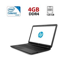 Ноутбук HP 15-bs036ng / 15.6" (1366x768) TN / Intel Celeron N3060 (2 ядра по 1.6 - 2.48 GHz) / 4 GB DDR3 / 128 GB SSD / Intel HD Graphics 400 / WebCam