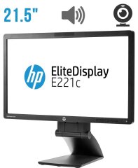 Монитор Б-класс HP EliteDisplay E221c / 21.5" (1920x1080) IPS / DisplayPort, DVI, VGA, USB, Audio / Встроенные колонки (2x 1W) / WebCam / VESA 100x100