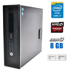 Компьютер HP EliteDesk 800 G1 SFF / Intel Core i7-4770 (4 (8) ядра по 3.4 - 3.9 GHz) / 8 GB DDR3 / 240 GB SSD + 500 GB HDD / nVidia Quadro K620, 2 GB GDDR3, 128-bit / DVD-ROM