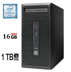 Компьютер HP ProDesk 600 G2 Tower / Intel Core i5-6500 (4 ядра по 3.2 - 3.6 GHz) / 16 GB DDR4 / 1000 GB HDD / Intel HD Graphics 530 / DVD-ROM / DisplayPort