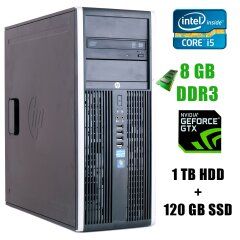 HP 8200 Tower / Intel® Core™ i5-2400 (4 ядра по 3.1 - 3.4GHz) / 8GB DDR3 / 1TB HDD+120GB SSD / GeForce GTX 1060 3GB
