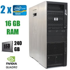 HP Workstation Z600 / 2 x Intel Xeon E5620 (4(8)ядер по 2.40-2.66GHz) / 16 GB DDR3 / 240 GB SSD / nVidia Quadro FX 3800 1 GB DDR3 256bit / DVD-RW