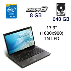 Ноутбук Acer Aspire 7741G / 17.3" (1600x900) TN LED / Intel Core i3-380M (2 (4) ядра по 2.53 GHz) / 8 GB DDR3 / 640 GB HDD / ATI Mobility Radeon HD 5650, 1 GB GDDR3, 128-bit / WebCam / HDMI