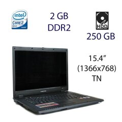 Ноутбук Samsung R60 Plus / 15.4" (1366x768) TN / Intel Core 2 Duo T5250 (2 ядра по 1.5 GHz) / 4 GB DDR2 / 250 GB HDD / ATI RS600M / АКБ держит 1 час, 10 мин / Беспроводная мышка