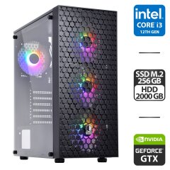 Збірка під замовлення: новий ігровий ПК Qube Carnival Tower / Intel Core i3-12100F (4 (8) ядра по 3.3 - 4.3 GHz) / 16 GB DDR4 / 256 GB SSD M.2 + 1000 GB HDD / nVidia GeForce GTX 1660 Super, 6 GB GDDR6, 192-bit / HDMI / 650W