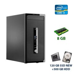 Компьютер HP ProDesk 490 G2 Tower / Intel Core i3-4160 (2 (4) ядра по 3.6 GHz) / 8 GB DDR3 / 120 GB SSD NEW+500 GB HDD / ASUS HD 5450 Silent, 2 GB DDR3, 64-bit NEW / DVD-RW