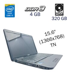 Ноутбук Б класс Toshiba Satellite L655 / 15.6" (1366x768) TN / Intel Core i5-480M (2 (4) ядра по 2.66 - 2.93 GHz) / 4 GB DDR3 / 320 GB HDD / Intel HD Graphics / WebCam / АКБ не держит