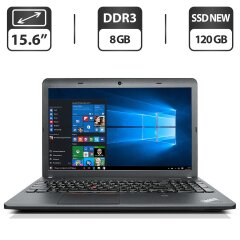 Ноутбук Б-класс Lenovo ThinkPad E540 / 15.6" (1366x768) TN / Intel Core i3-4000M (2 (4) ядра по 2.4 GHz) / 8 GB DDR3 / 120 GB SSD NEW / Intel HD Graphics 4600 / WebCam / DVD-ROM / Windows 10 Pro