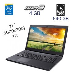 Ноутбук Acer Aspire E17 ES1-731 / 17" (1600x900) TN / Intel Pentium N3700 (4 ядра по 1.6 - 2.4 GHz) / 4 GB DDR3 / 640 GB HDD / Intel HD Graphics / WebCam / DVD-ROM 
