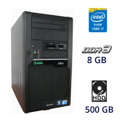 Игровой ПК Fujitsu Celsius W280 Tower / Intel Core i7-860 (4 (8) ядра по 2.8 - 3.46 GHz) / 8 GB DDR3 / 500 GB HDD /  nVidia Quadro 2000, 1 GB GDDR5, 128-bit