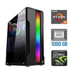 Ігровий ПК Tower / AMD Ryzen 5 5500 (6 (12) ядер по 3.6 - 4.2 GHz) NEW / 32 GB DDR4 NEW / 1000 GB SSD NEW / nVidia GeForce RTX 3070, 8 GB GDDR6, 256-bit / 600W NEW