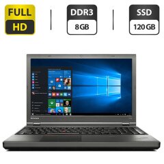 Ноутбук Б-класс Lenovo ThinkPad T540p / 15.6" (1920x1080) TN / Intel Core i7-4600M (2 (4) ядра по 2.9 - 3.6 GHz) / 8 GB DDR3 / 120 GB SSD / Intel HD Graphics 4600 / DVD-ROM / VGA