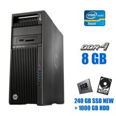 Сервер HP Workstation Z640 Tower / Intel Xeon E5-2609 v3 (6 ядра по 1.90 GHz) / 8 GB DDR4 / 240 GB SSD NEW + 1000 GB HDD / nVidia Quadro K600, 1 GB GDDR5, 128-bit / 925W / DVD-RW 