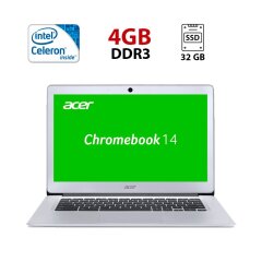 Ультрабук Acer ChromeBook CB3-431 / 14" (1920x1080) TN / Intel Celeron N3160 (4 ядра по 1.6 - 2.24 GHz) / 4 GB DDR3 / 32 GB eMMC / Intel HD Graphics 400 / WebCam / ChromeOS