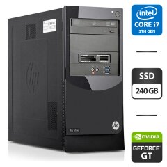 Компьютер Б-класс HP Elite 7500 Tower / Intel Core i7-3770 (4 (8) ядра по 3.4 - 3.9 GHz) / 8 GB DDR3 / 240 GB SSD / nVidia GeForce GT 710, 1 GB GDDR3, 64-bit / DVD-ROM / HDMI / Card Reader