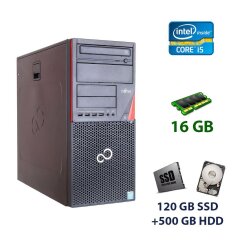 Компьютер Fujitsu Esprimo P710 E85+ Tower / Intel Core i5-3330 (4 ядра по 3.0 - 3.2 GHz) / 16 GB DDR3 / 120 GB SSD+500 GB HDD / nVidia GeForce GTX 1050 Ti, 4 GB GDDR5, 128-bit