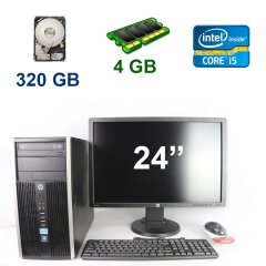 HP Compaq Elite 8300 Tower / Intel Core i5-3470 (4 ядра по 3.2 - 3.6 GHz) / 4 GB RAM / 320 GB HDD + HP Z24I / 24" (1920x1200) AH-IPS LED / DVI, USB, VGA, DP