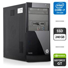 Компьютер HP Elite 7500 Tower / Intel Core i7-3770 (4 (8) ядра по 3.4 - 3.9 GHz) / 8 GB DDR3 / 240 GB SSD / nVidia GeForce GT 710, 1 GB GDDR3, 64-bit / DVD-ROM / HDMI / Card Reader