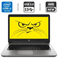 Ноутбук Б-класс HP ProBook 640 G1 / 14" (1366x768) TN / Intel Core i5-4300M (2 (4) ядра по 2.6 - 3.3 GHz) / 8 GB DDR3 / 250 GB HDD / Intel HD Graphic 4600 / WebCam / DVD-ROM / АКБ NEW + Windows 10 Pro