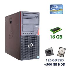 Компьютер Fujitsu Esprimo P710 E85+ Tower / Intel Core i7-3770 (4 (8) ядра по 3.4 - 3.9 GHz) / 16 GB DDR3 / 120 GB SSD+500 GB HDD / nVidia GeForce GTX 1060, 3 GB GDDR5, 192-bit